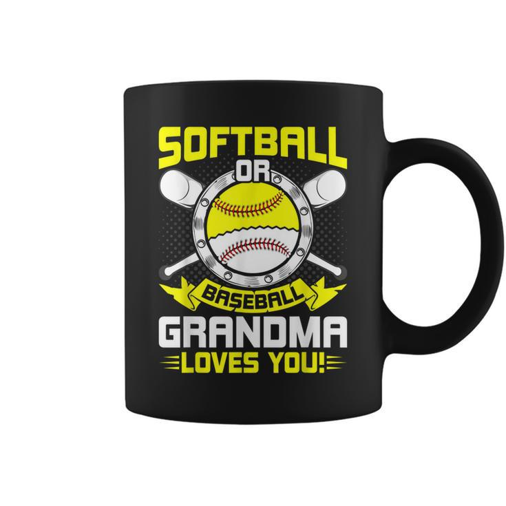 Softball Or Baseball Grandma Loves You Gender Reveal Gift Coffee Mug