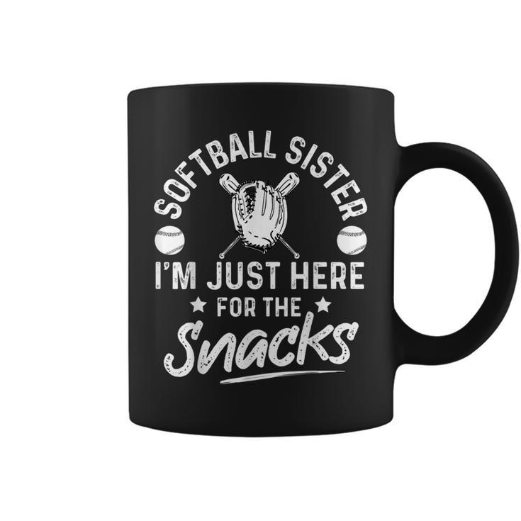 Softball Sister Im Just Here For The Snacks Retro Softball  Coffee Mug