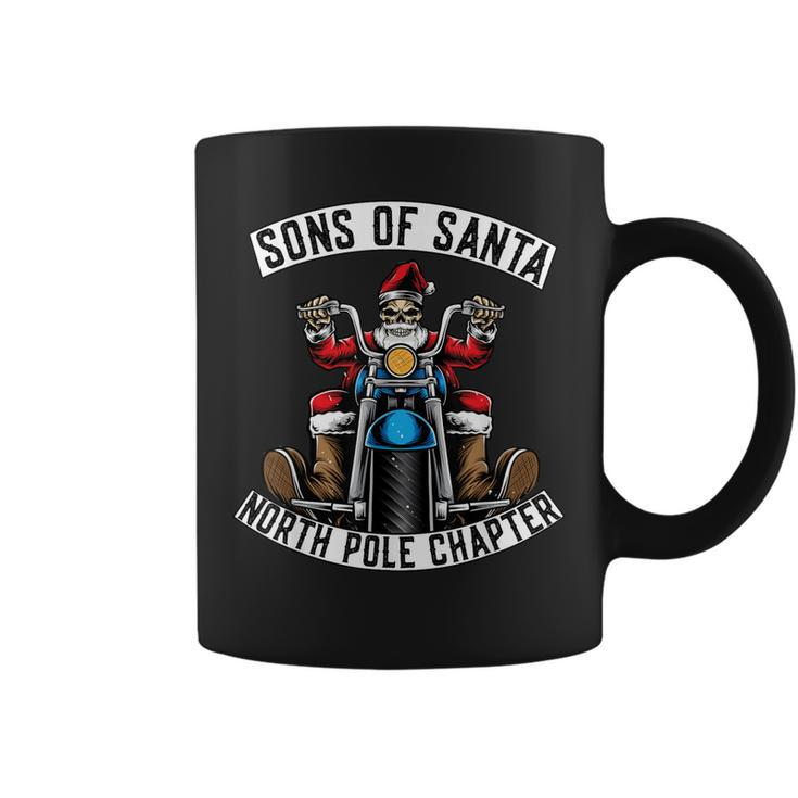 Sons Of Santa Merry Christmas Rocker Motorcycle Skeleton Coffee Mug