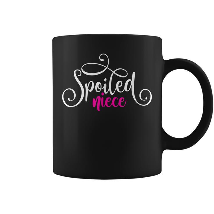 Spoiled Niece Beautiful Fancy White Pink Script Aunt Uncle Coffee Mug