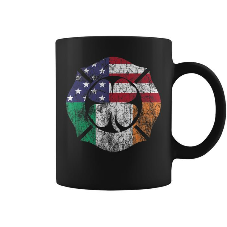 St Patricks Day  Firefighter Irish American Flag Gift  Coffee Mug