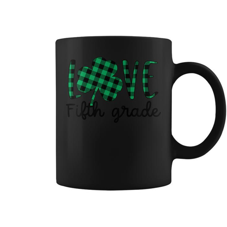 St Patricks Day Gift For Fifth Grade Teacher Plaid Shamrock  Coffee Mug