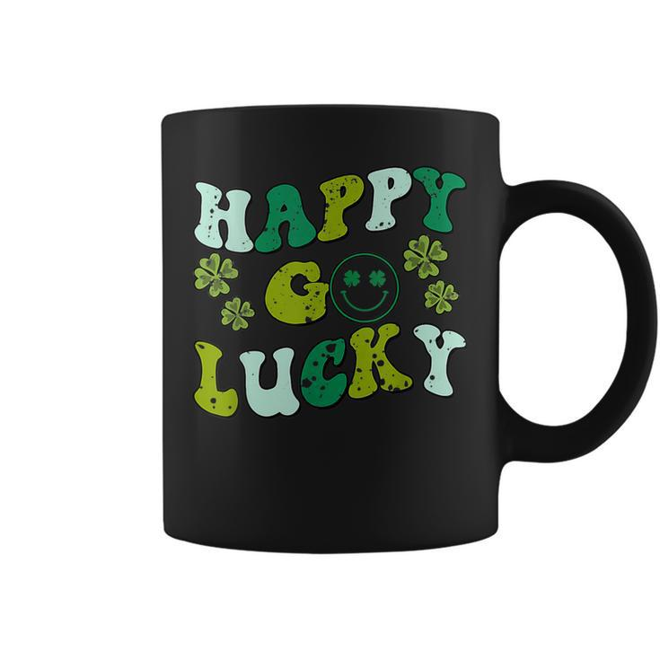 St Patricks Day Happy Go Lucky Shamrock Irish Retro Groovy  Coffee Mug - Thegiftio