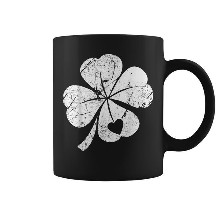 St Patricks Day Lucky Four Leaf Irish Shamrock With Heart  Coffee Mug