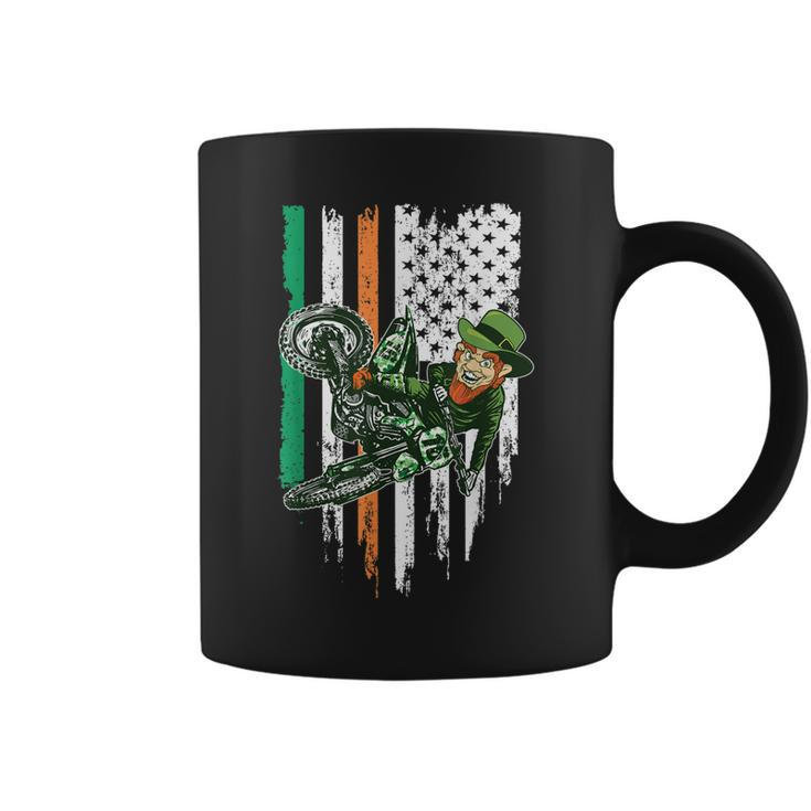 St Patricks Day Motocross Mx - Irish Leprechaun Dirt Bike  Coffee Mug