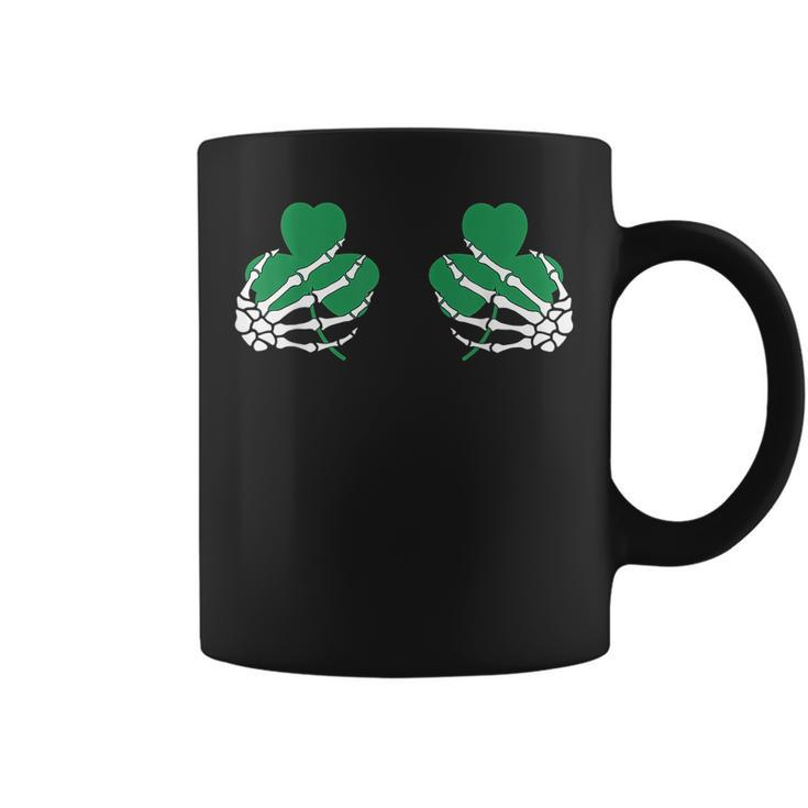 St Patricks Day Paddys Skeleton Hand Irish Shamrock Boobs  Coffee Mug