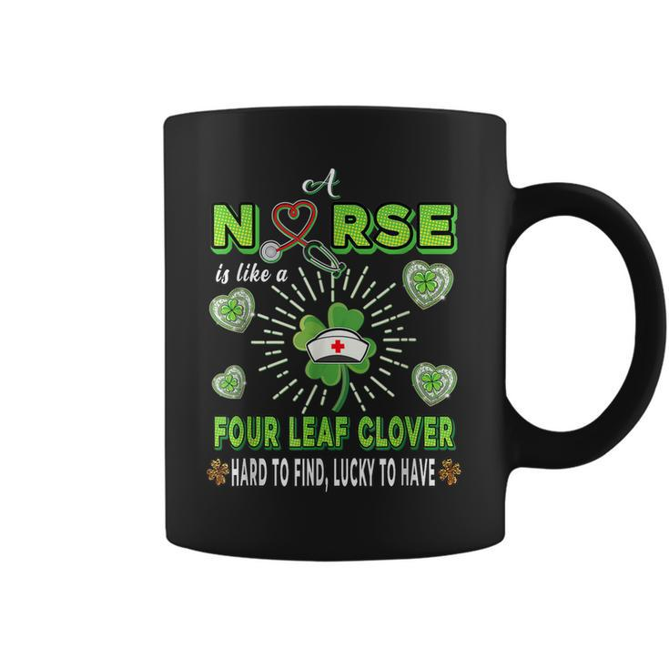 St Patricks Day Scrubs Top Nurse Is Like A Four Leaf Clover  Coffee Mug