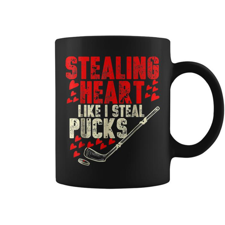 Stealing Heart Like I Steal Pucks Funny Valentine Ice Hockey  V2 Coffee Mug
