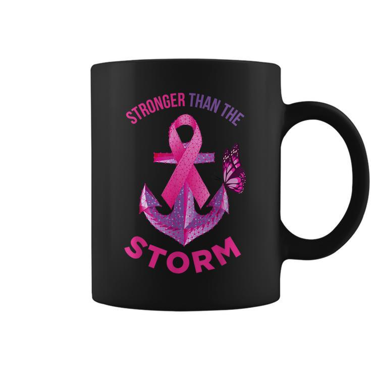 Stronger Than The Storm Fight Breast Cancer Ribbon Wear Pink  Coffee Mug