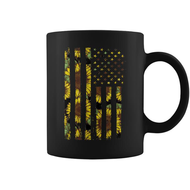 Sunflower Flag Patriotic Yellow American Flag  Coffee Mug