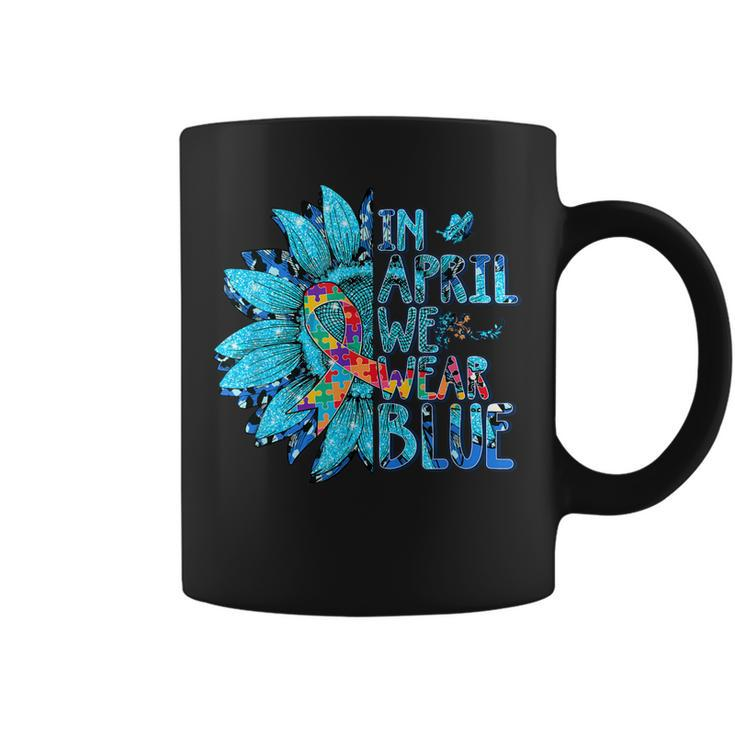 Sunflower Puzzle In April We Wear Blue Autism Awareness  Coffee Mug