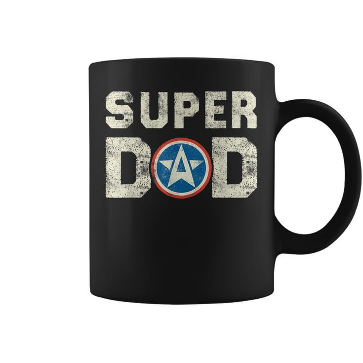 Super Dad Superhero Super Dad Father Hero Star Shield Gift For Mens Coffee Mug