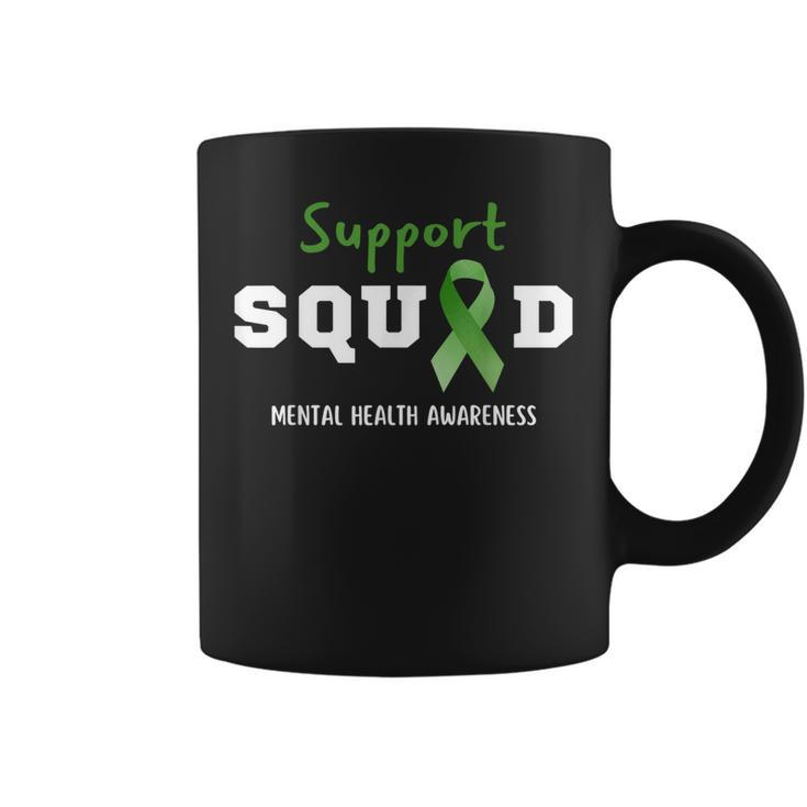 Support Squad Mental Health Awareness Funny Green Ribbon  Coffee Mug