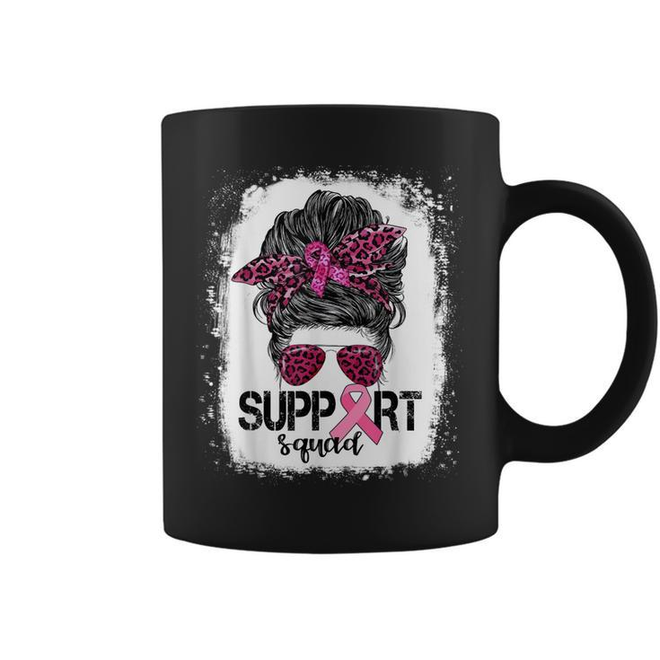 Support Squad Messy Bun Pink Warrior Breast Cancer Awareness  V2 Coffee Mug