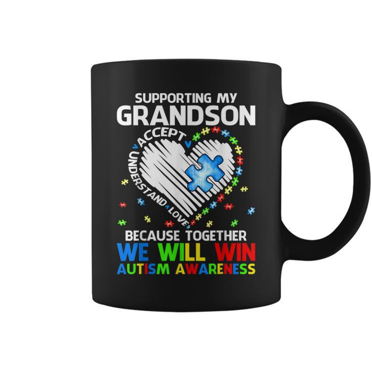 Supporting My Grandson Together We Will Win Autism Awareness  Coffee Mug