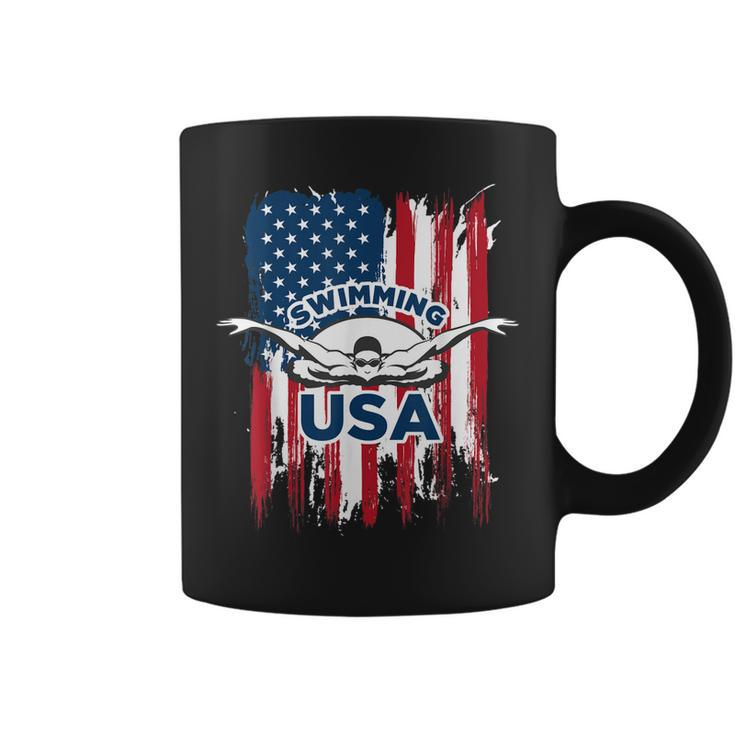 Swimming Usa Support The Team  Usa Flag Pool  Coffee Mug