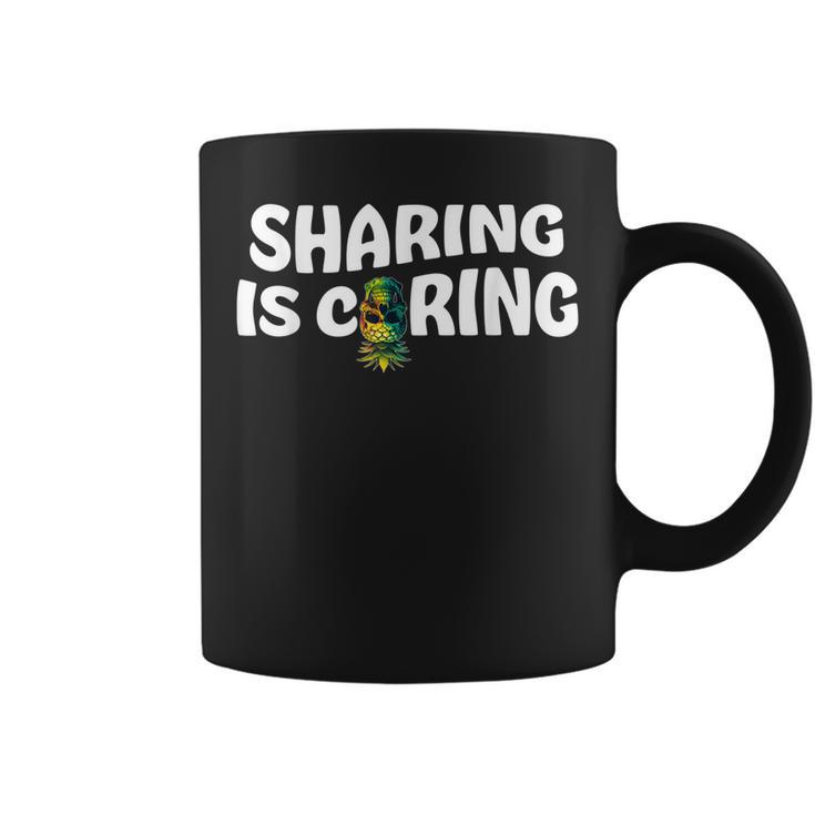 Swinging Swinger Upside Down Pineapple Sharing Is Caring  Coffee Mug