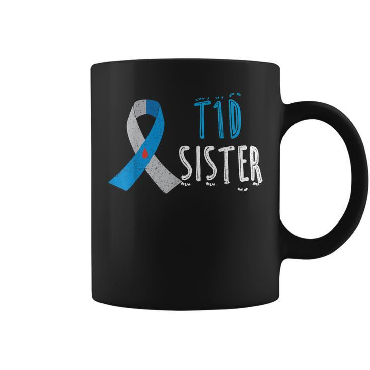 T1d Sister Type 1 Diabetes Awareness Blue Ribbon Girls Gift Coffee Mug