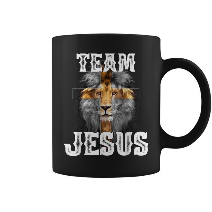 Team Jesus Lion Judah Jesus Cross Lovers Christian Faith  Coffee Mug