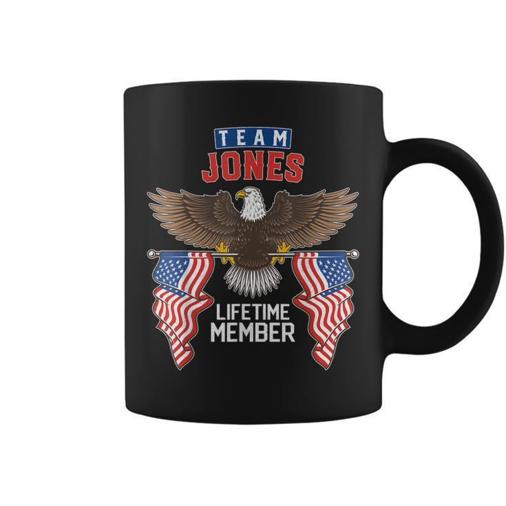 Team Jones Lifetime Member  Us Flag Coffee Mug