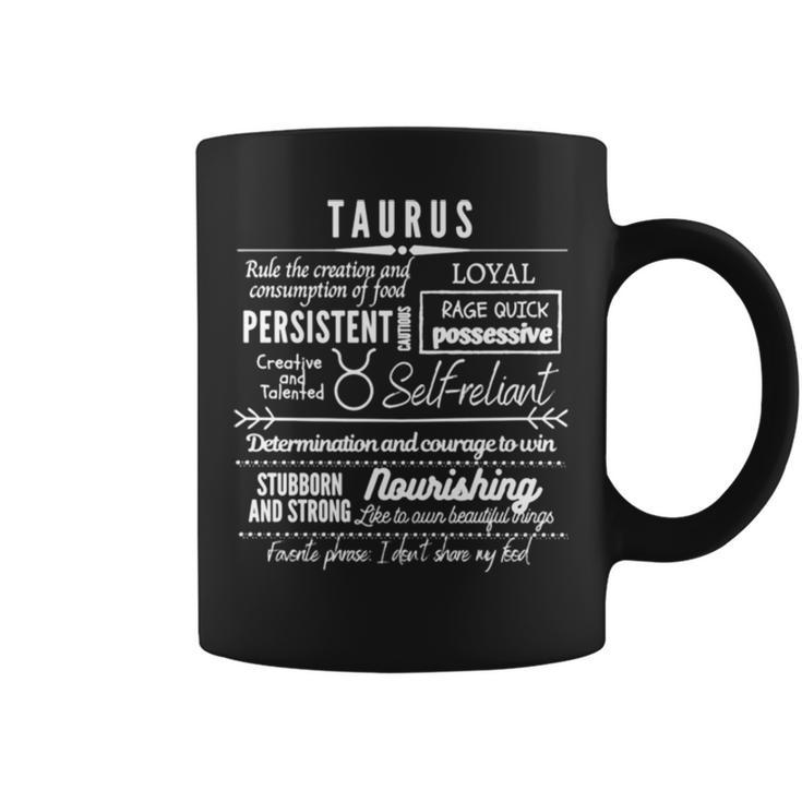 Text Design Taurus Zodiac Signs Traits Coffee Mug