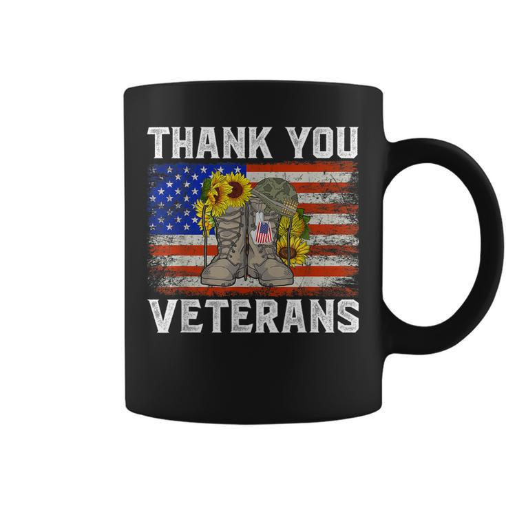 Thank You Veterans Combat Boots Sunflower Veteran Day  Coffee Mug