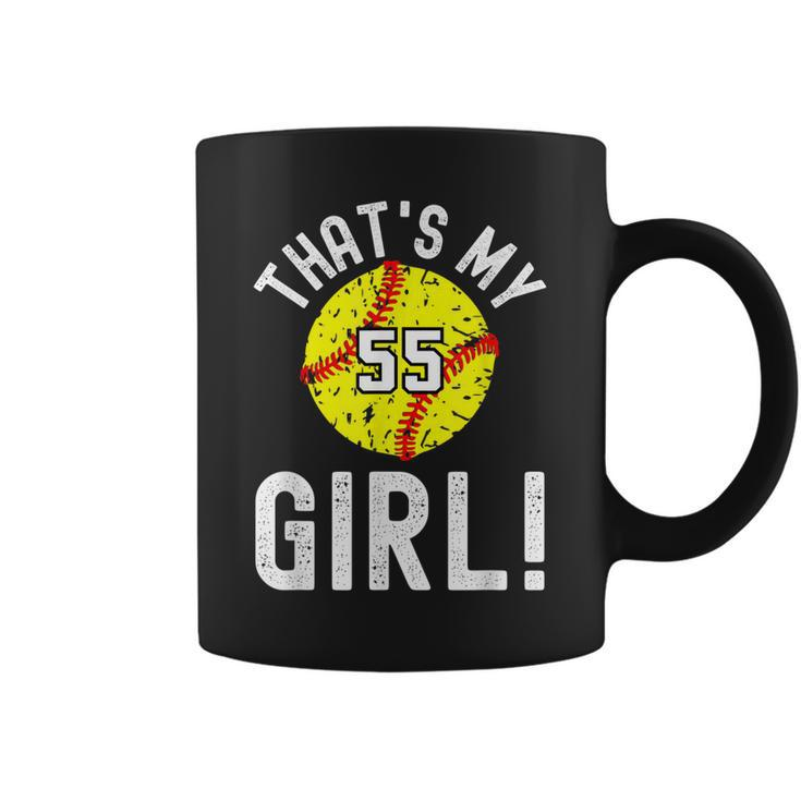Thats My Girl Jersey Number 55 Vintage Softball Mom Dad  Coffee Mug