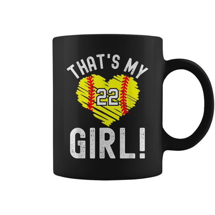 Thats My Girl Vintage Number 22 Heart Softball Mom Dad Coffee Mug