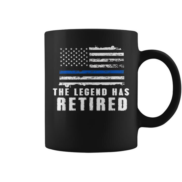 The Legend Has Retired Blue Line Officer Retirement Gift Coffee Mug