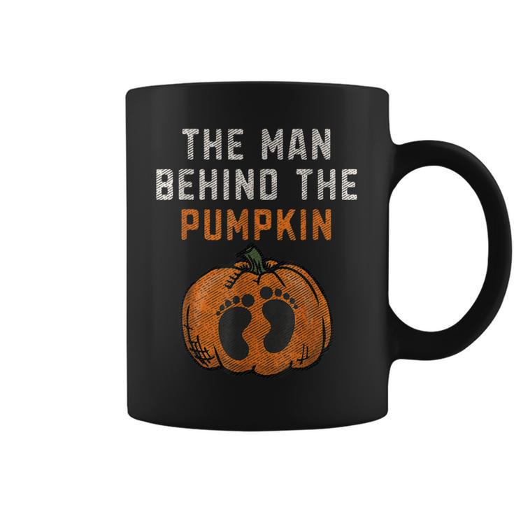 The Man Behind The Pumpkin Dad Halloween Pregnancy Reveal Gift For Mens Coffee Mug