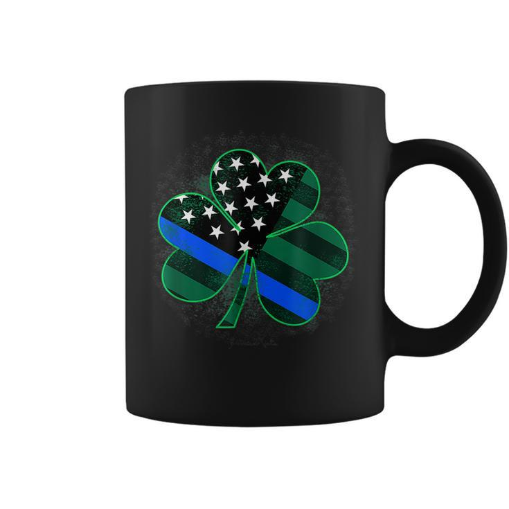 Thin Blue Line St Patricks Day Police Shamrock   Coffee Mug
