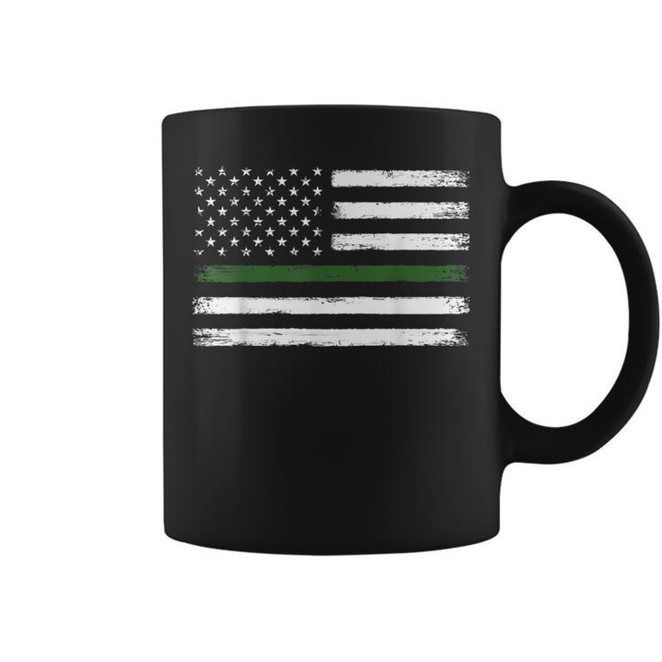 Thin Green Line Flag Military Family Vintage Patriotic  Coffee Mug