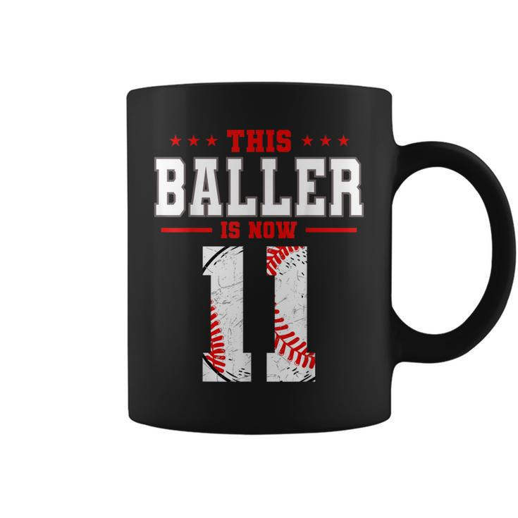 This Baller Is Now 11 Birthday Baseball Theme Bday Party  Coffee Mug