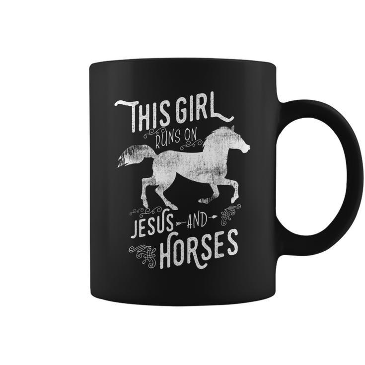 This Girl Runs On Jesus And Horses Horseback Riding Lover  Coffee Mug