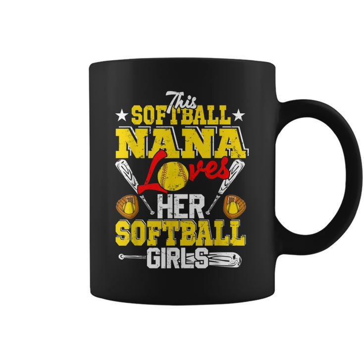 This Softball Nana Loves Her Softball Girls Matching Family  Coffee Mug