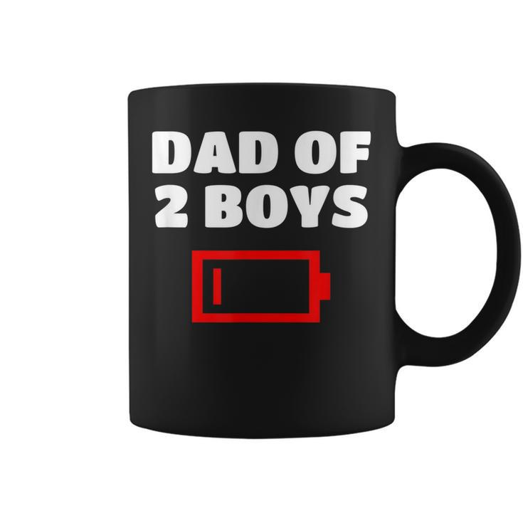 Tired Dad Of 2 Boys Father With Two Sons Funny Gift T Coffee Mug