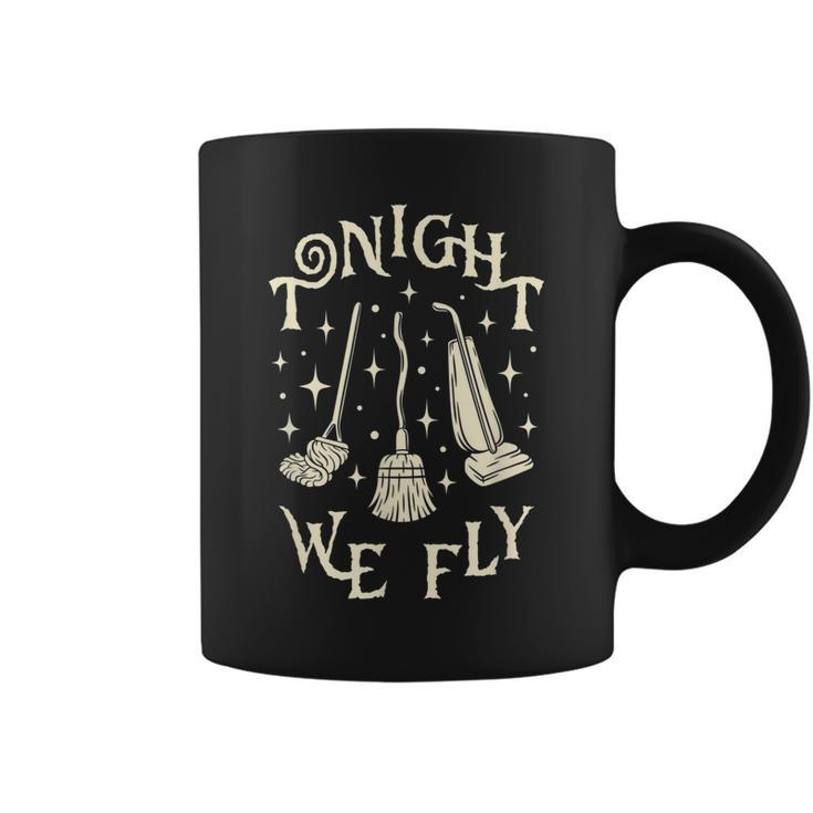 Tonight We Fly Witch Brooms Fall Graphic Vintage Halloween V2 Coffee Mug