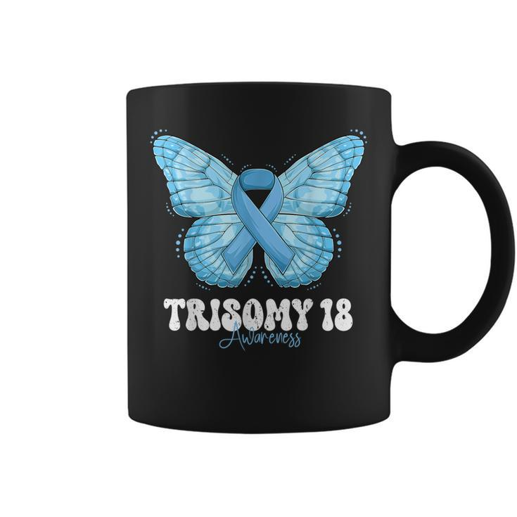 Trisomy 18 Awareness Month Light Blue Ribbon Butterfly  Coffee Mug