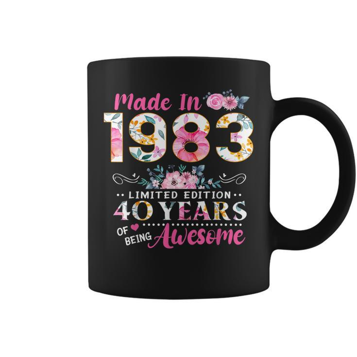 Turning 40 Floral Made In 1983 40Th Birthday Gifts Women  Coffee Mug