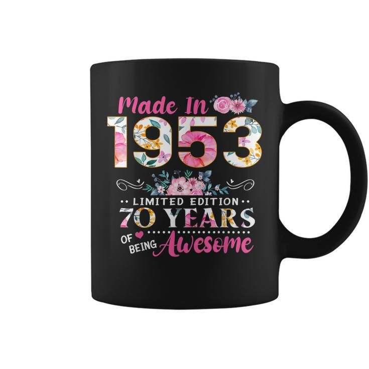 Turning 70 Floral Made In 1953 70Th Birthday Gifts Women  Coffee Mug