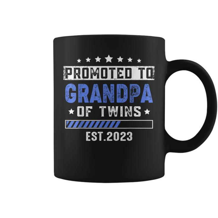 Twin Baby Shower Dad Promoted To Grandpa Of Twins Est 2023 Coffee Mug