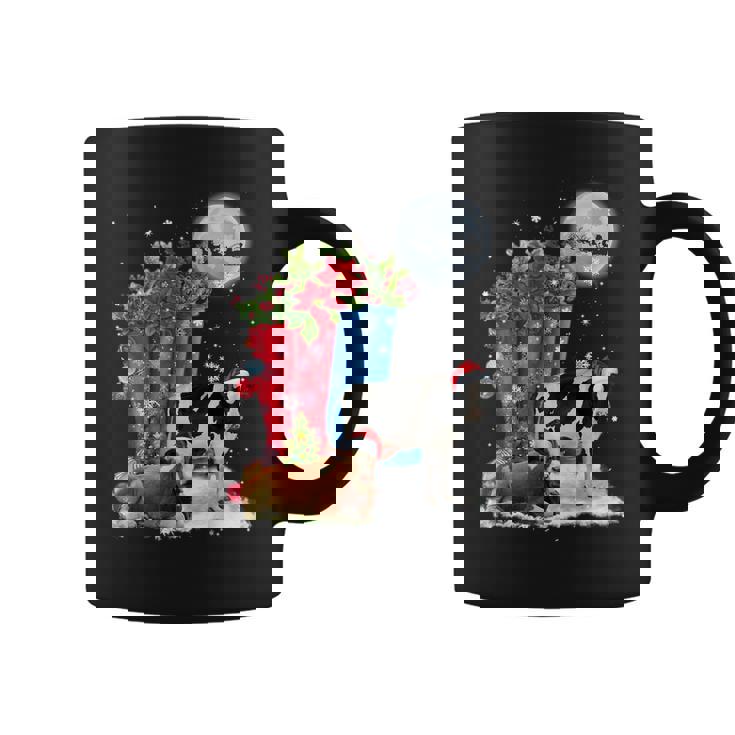 Two Cow Hat Santa Christmas Lights Funny Cow Christmas  Coffee Mug