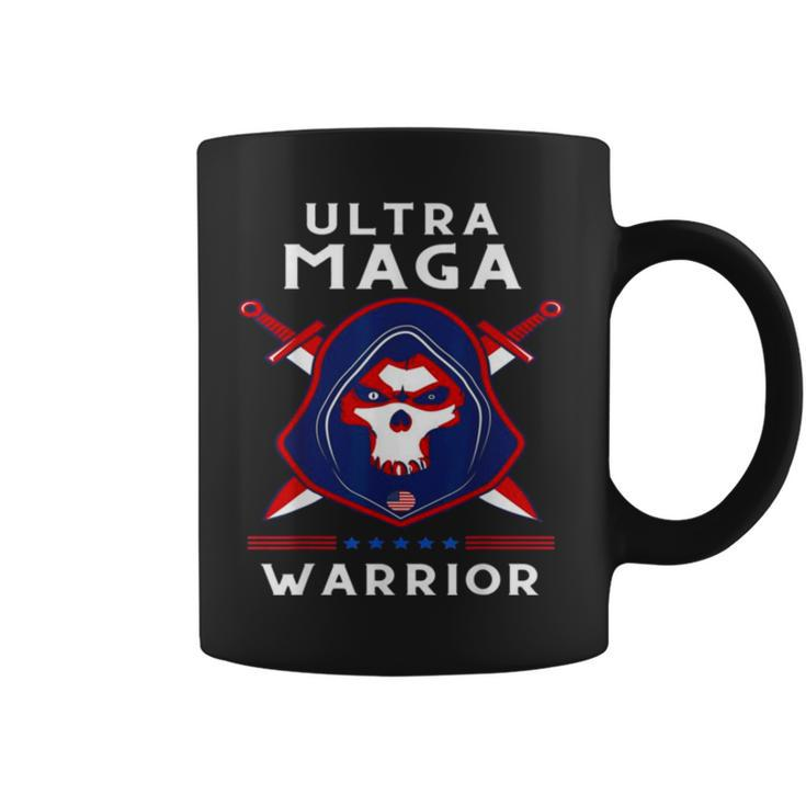 Ultra Maga Warrior Dad Anti Biden Us Flag Pro Trump  Coffee Mug