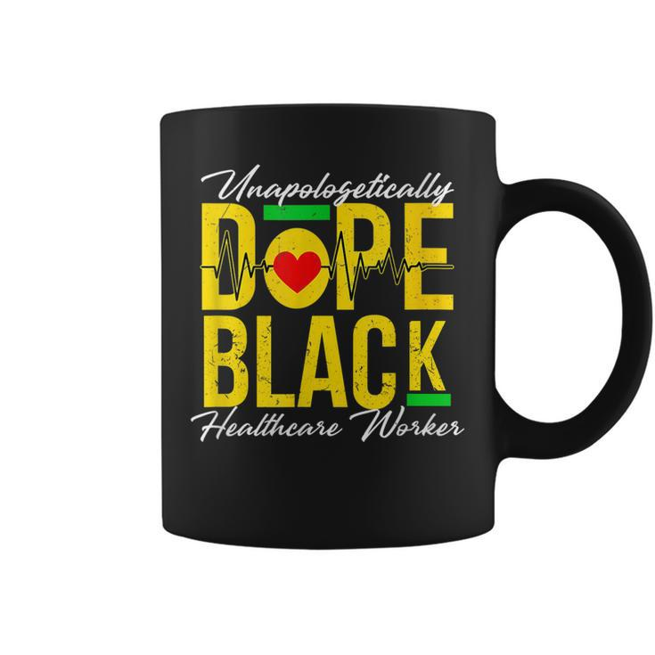Unapologetically Dope Black Healthcare Worker Heartbeat  Coffee Mug