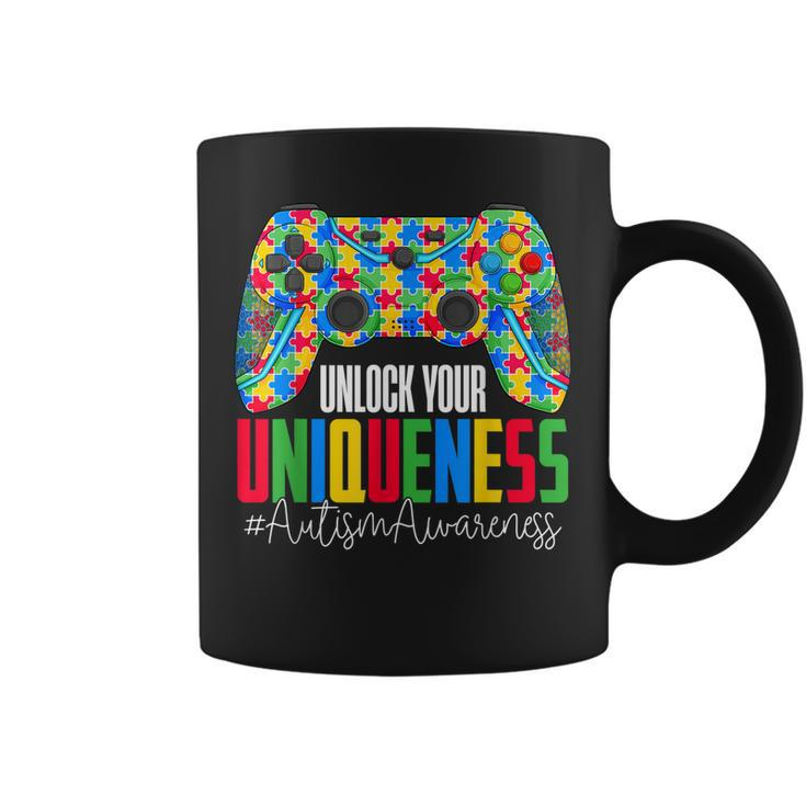 Unlock Your Uniqueness Puzzle Controller Autism Awareness Coffee Mug