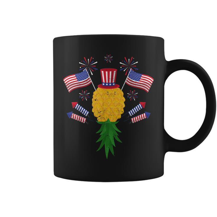 Upside Down Pineapple Swinger Power 4Th Of July Us Flag  Coffee Mug