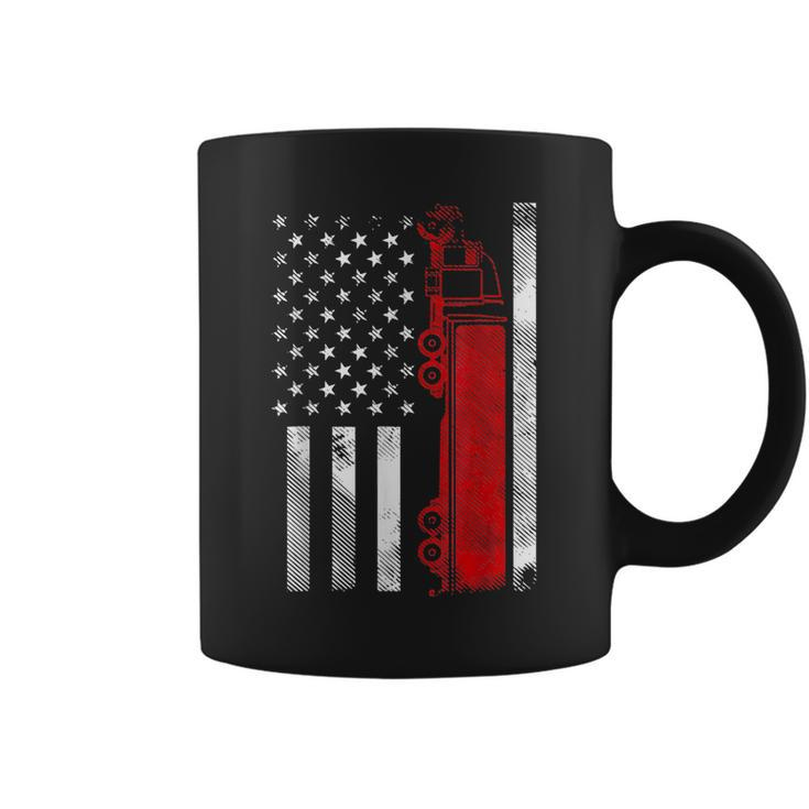 Us American Flag Semi Truck Driver 18 Wheeler Trucker Gifts  Coffee Mug