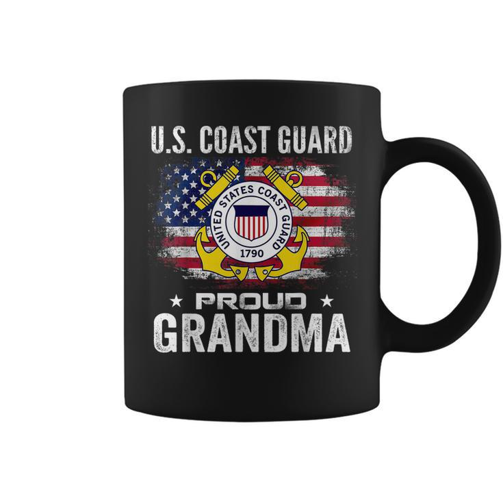 US Coast Guard Proud Grandma With American Flag Gift  Coffee Mug