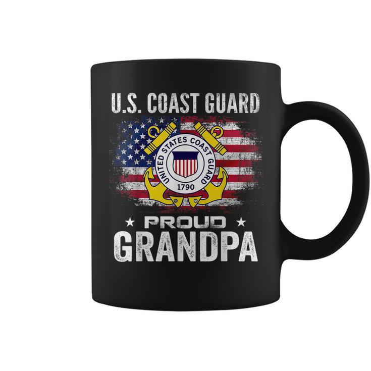 US Coast Guard Proud Grandpa With American Flag Gift  Coffee Mug