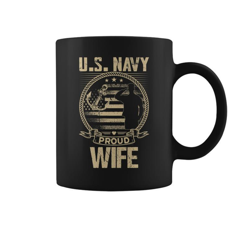 Us Na Vy Proud Wife Veteran Day Memorial Day Military Wife   Coffee Mug